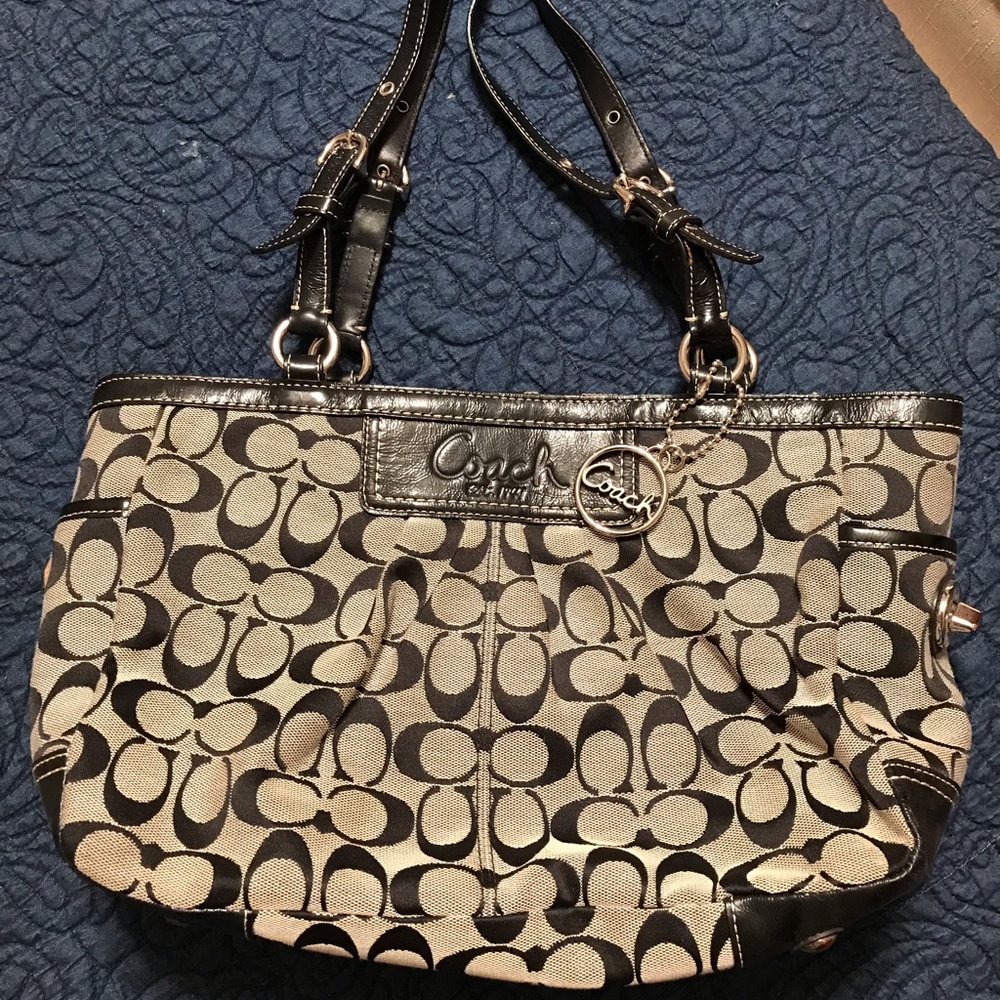 Coach Black Logo Print Purse Handbag